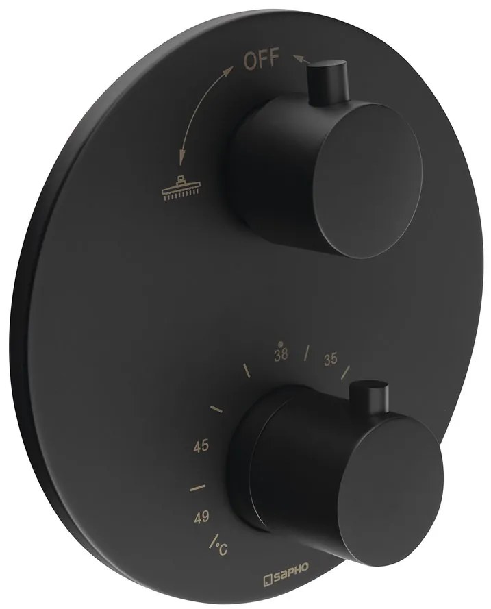 Sapho Sapho, RHAPSODY podomietková sprchová termostatická batéria, box, 2 výstupy, čierna matná, RH399B
