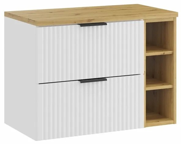 Závesná skrinka pod umývadlo Casad I s doskou 80 cm biela/dub remeselný