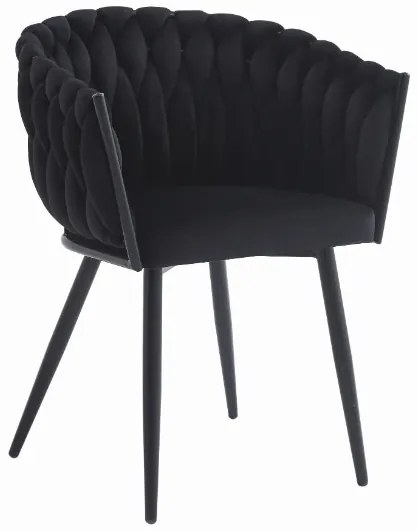 Zamatová jedálenská stolička Monterrey čierna