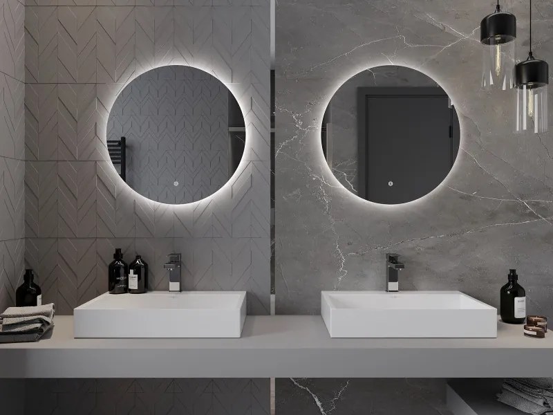 Mexen Erg, okrúhle LED podsvietené kúpeľňové zrkadlo 60 cm, 6000K, vykurovacia podložka proti zahmlievaniu, 9823-060-060-611-00