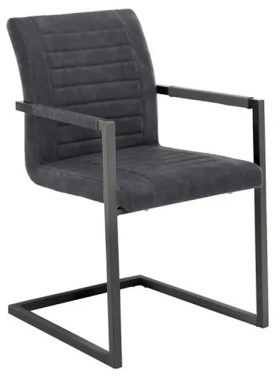 furniture-nabytek.cz - Sada 2 masívnych kresiel s podrúčkami Picton, umelá koža / kov, šedá/čierna