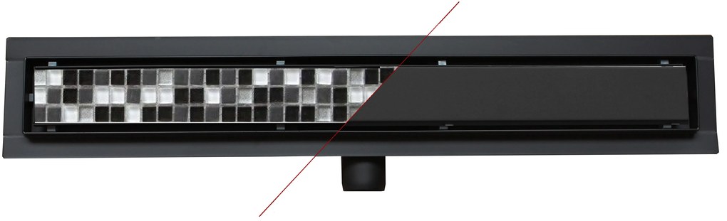 Odtokový sprchovací žľab FLAT 2v1 - čierny