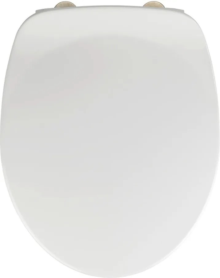 Biele WC sedadlo s jednoduchým zatváraním Wenko Armonia, 44,5 x 37 cm