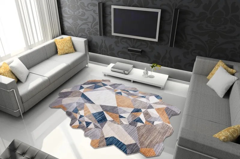 Moderný koberec TINE 75419A Mozaika,  sivo/ žltý