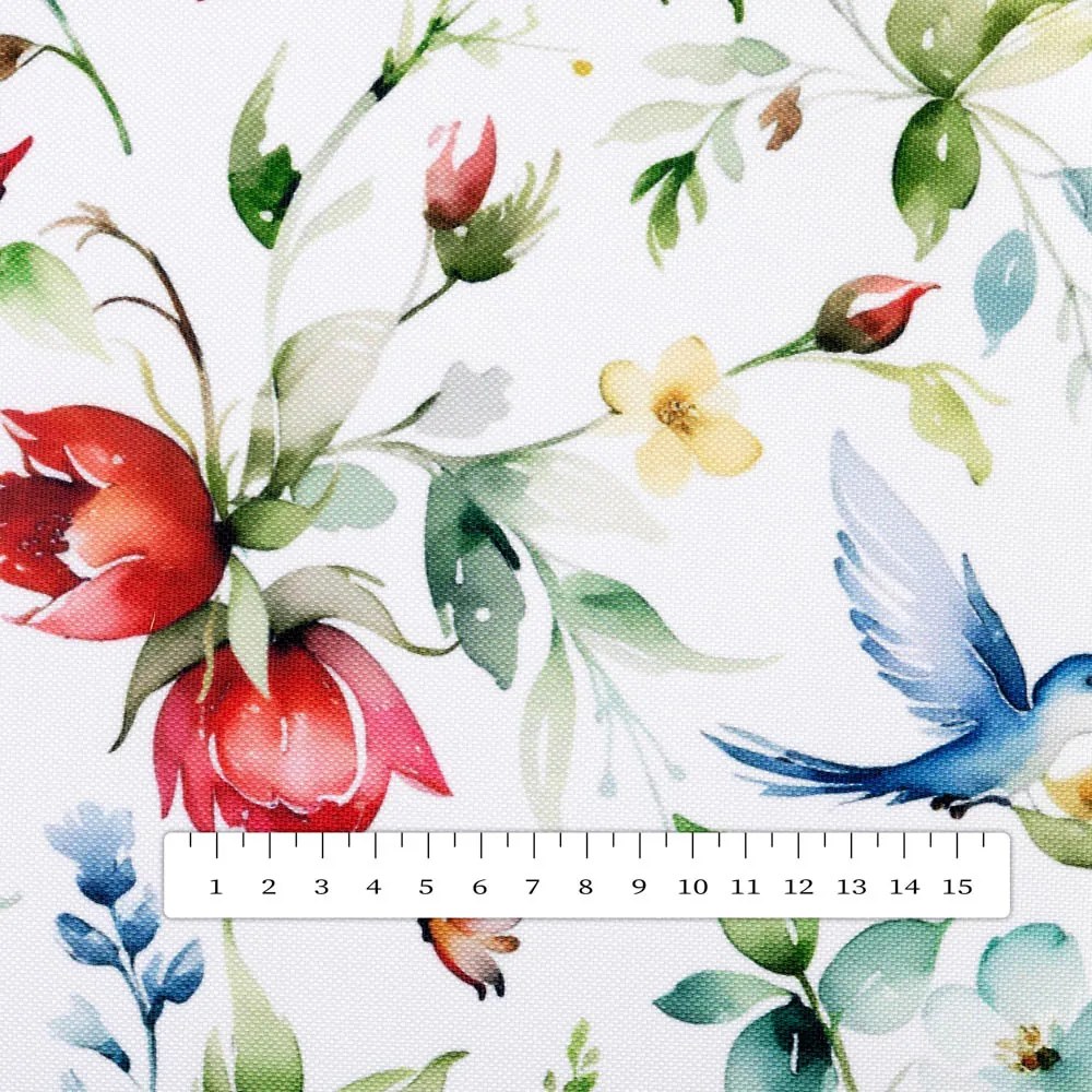 Biante Teflónový štvorcový obrus TF-116 Akvarelové kvety s kolibríkmi na bielom 80x80 cm