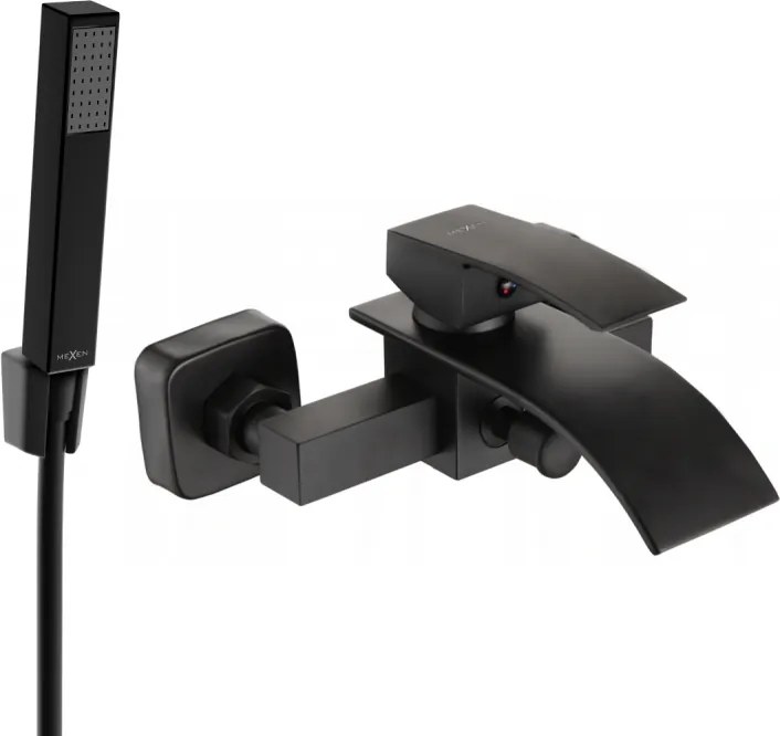 Mexen Aries R77 vaňová batéria so sprchovacím setom, čierna - 74483R77-70