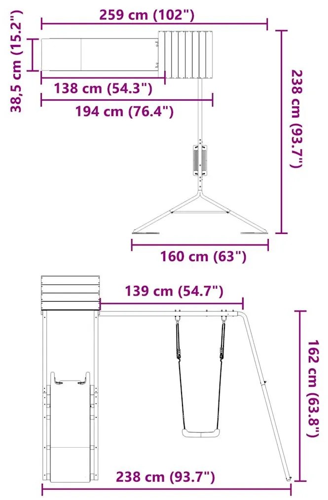 Vonkajšia súprava na hranie drevo douglas