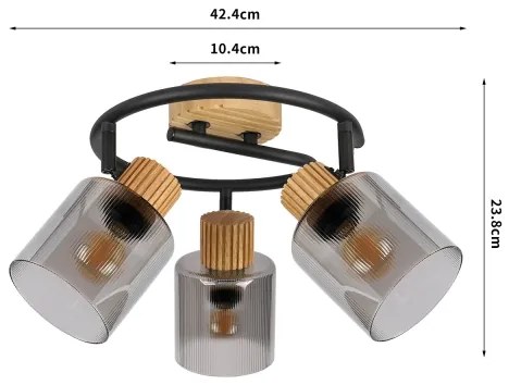 Brilagi - Bodové svietidlo HYGGE 3xE14/15W/230V drevené/dymové