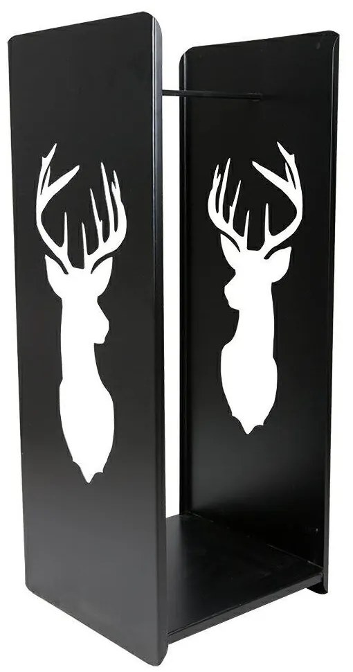 Kovový stojan na drevo Deer, 40x100 cm, čierna