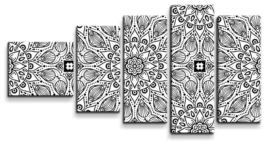 Sablio Obraz - 5-dílný Biele mehendi - 100x60 cm