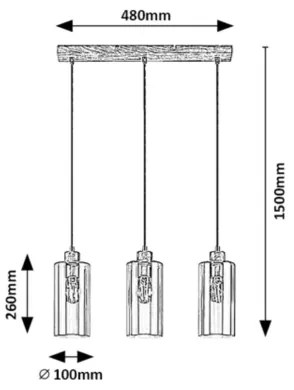 Rabalux 72123 - Luster na lanku TANNO 3xE27/25W/230V