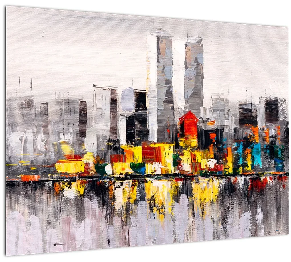 Sklenený obraz - Maľba veľkomesta (70x50 cm)