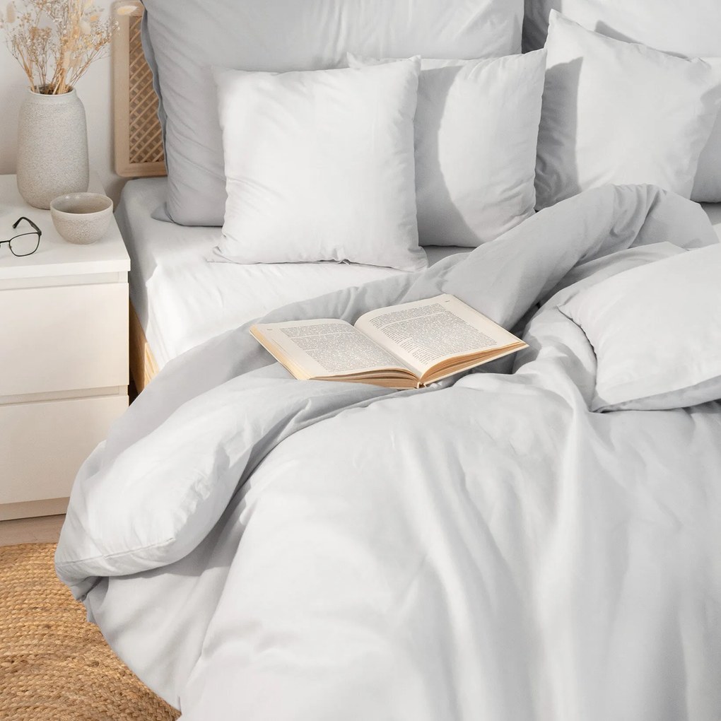 Goldea bavlnené posteľné obliečky - svetlo sivé 150 x 200 a 50 x 60 cm