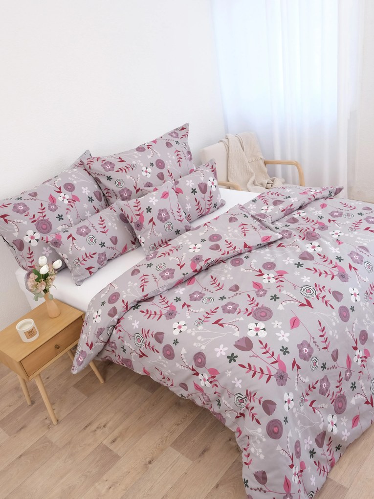 Predĺžené bavlnené obliečky Renforcé - Dora šedá