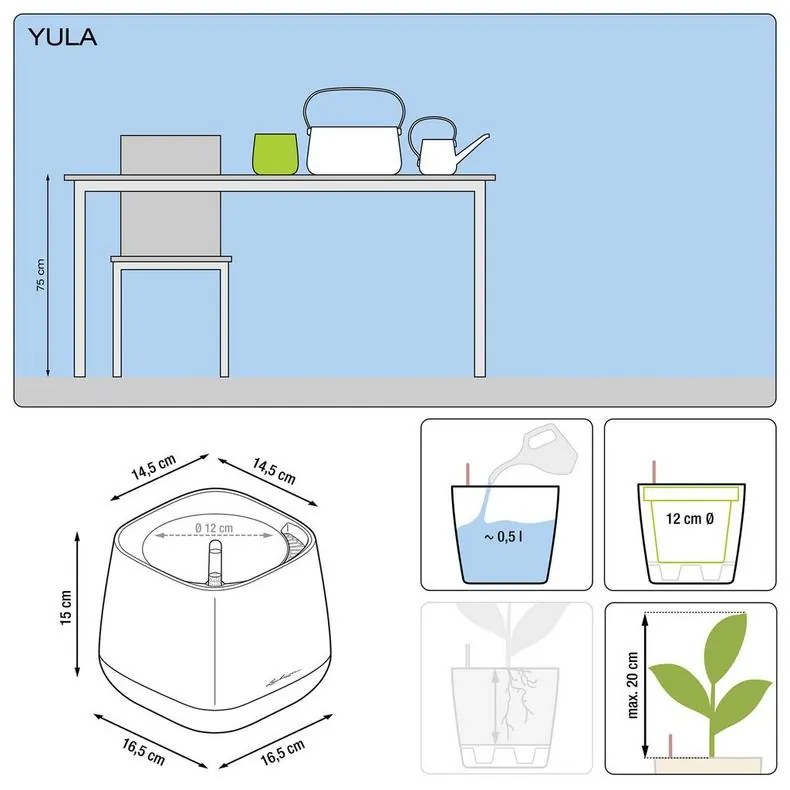 Lechuza Yula pot 17 all inclusive set biela/ružová 17x17x15 cm