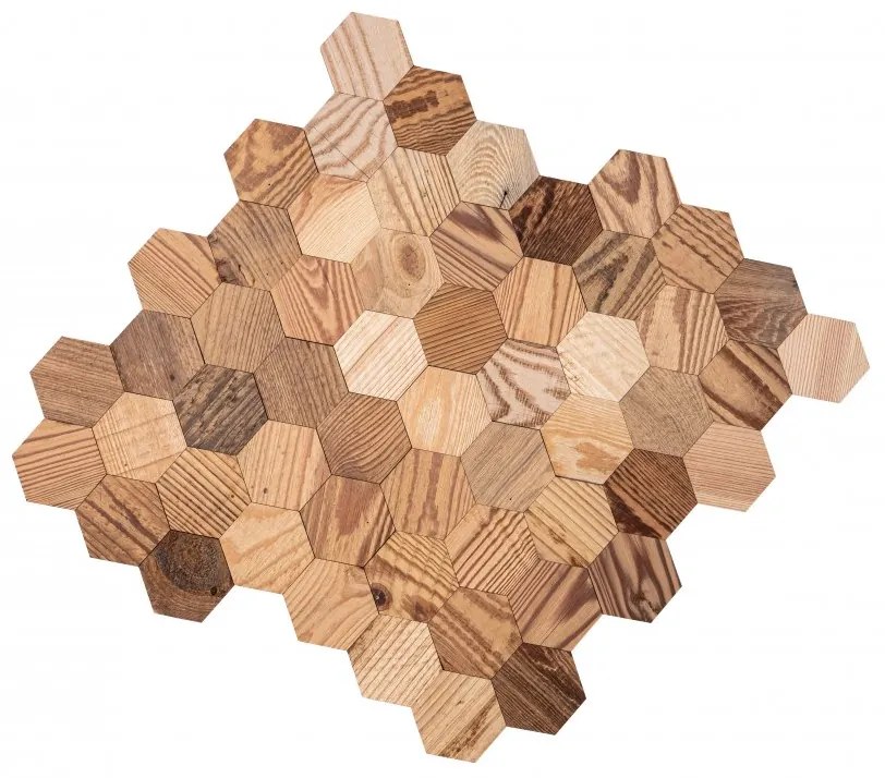 VZORKA - Drevený obklad, HEXAGON, BOROVICA STARÉ DREVO, olejovaný - ROZMER VZORKY: 150 x 150 mm