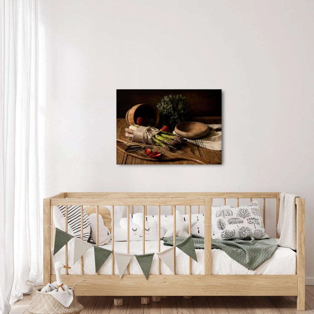 Obraz špargle na stole (70x50 cm)