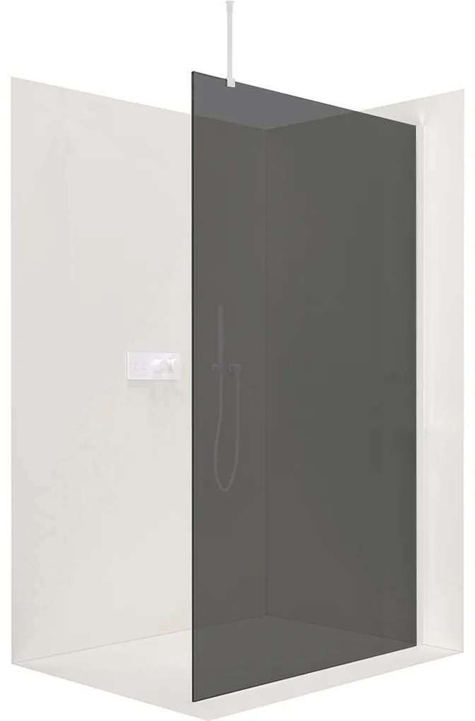 CERANO - Sprchová zástena Walk-in Onyx Top L/P - guľatá vzpera - biela matná, grafitové sklo - 160x200 cm, CER-CER-8050BD1445