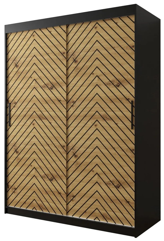 Šatníková skriňa Ratintu 1 150 cm, zásuvka: áno, Farby: čierna / dub artisan + čierna
