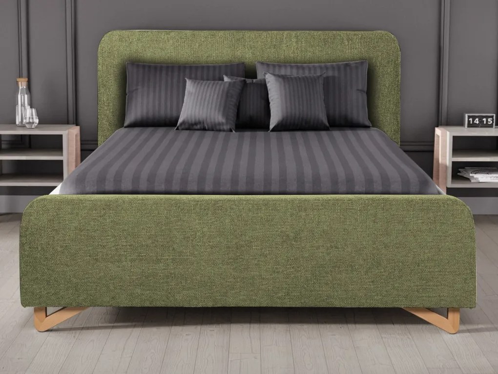 Posteľ Flamingo 180x200 cm, olivovo zelená štruktúrovaná tkanina