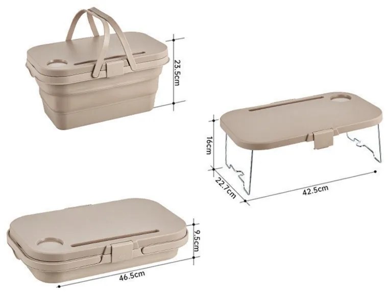 Skladací piknikový kôš 3v1 béžová
