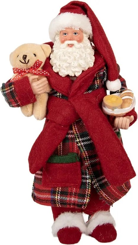 Vianočné dekorácie Santa v župane s medvedíkom - 16*11*28 cm
