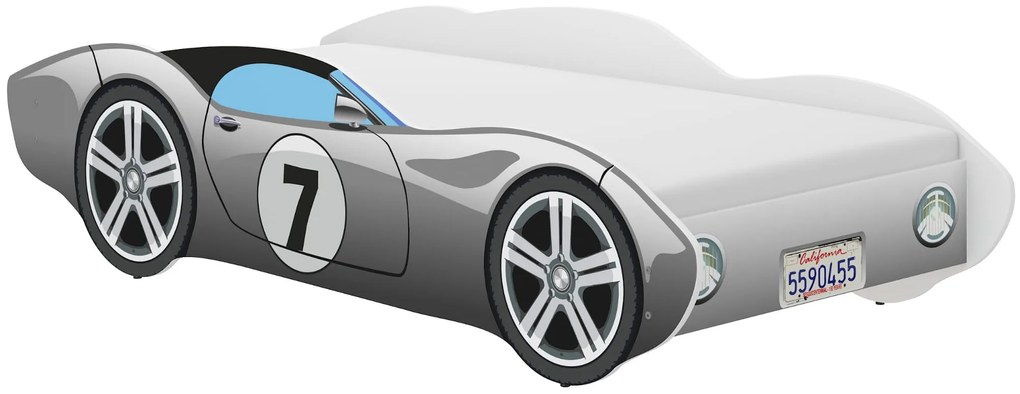 Detská autopostel CALIFORNIA 140x70 cm - šedá + MATRACE