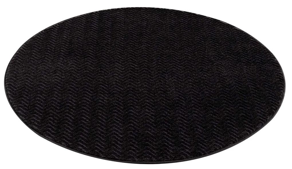 Dekorstudio Okrúhly jednofarebný koberec FANCY 805 -  čierny Priemer koberca: 160cm