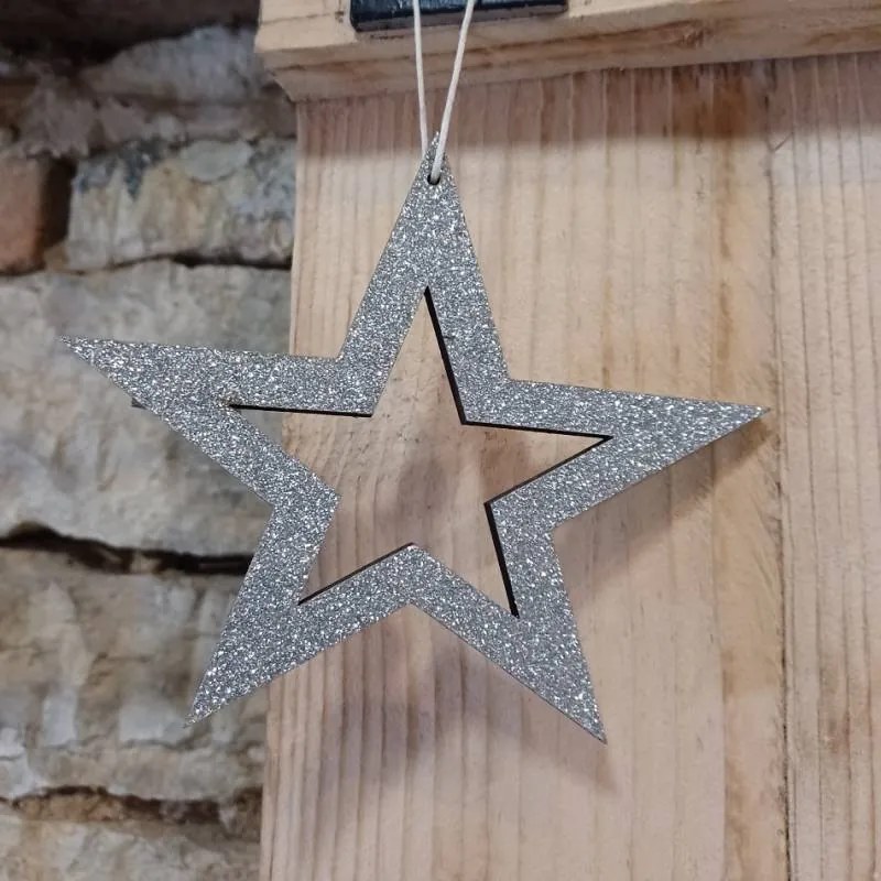 DECOLED Stříbrná hvězda, dutá, 15 cm