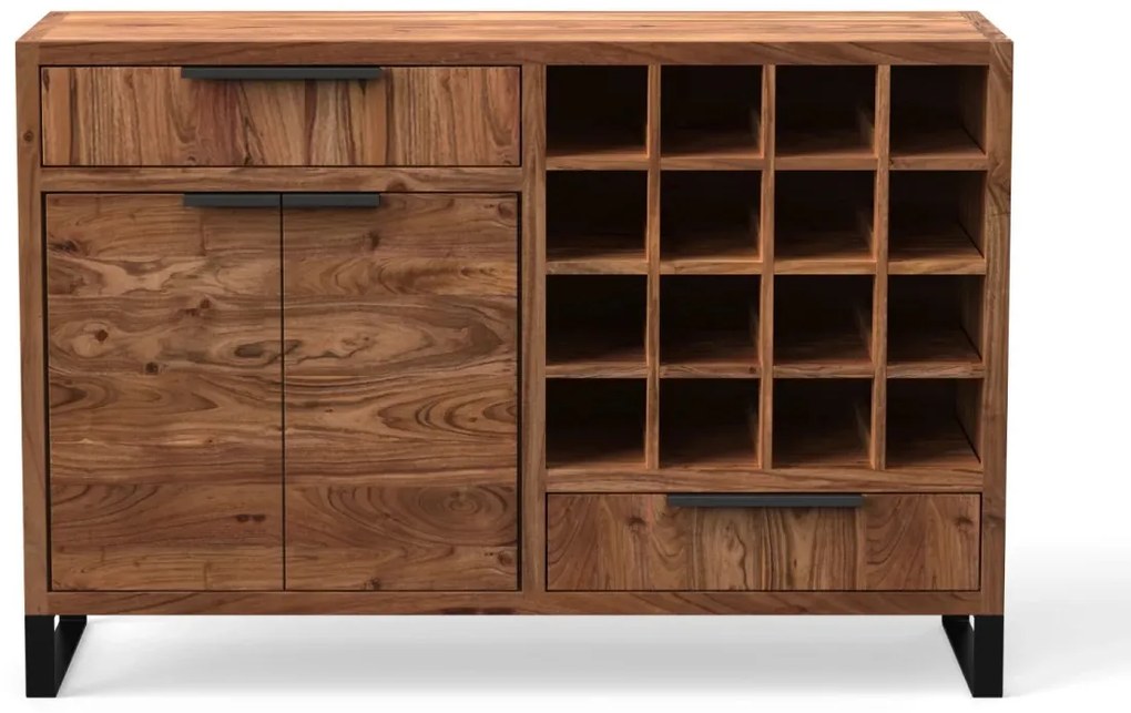 furniture-nabytek.cz - Masivní komoda Sydney z akácie, lakovaná, hnědá – 126×45×84 cm