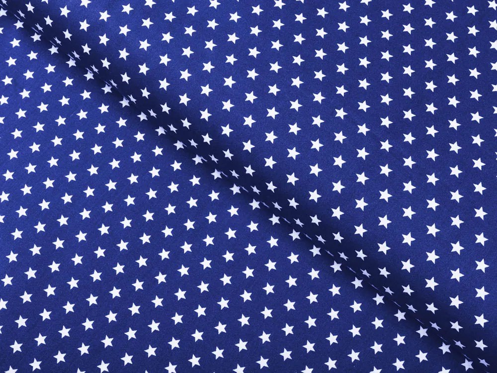 Biante Bavlnený obdĺžnikový obrus Sandra SA-352 Biele hviezdičky na modrom 130x220 cm