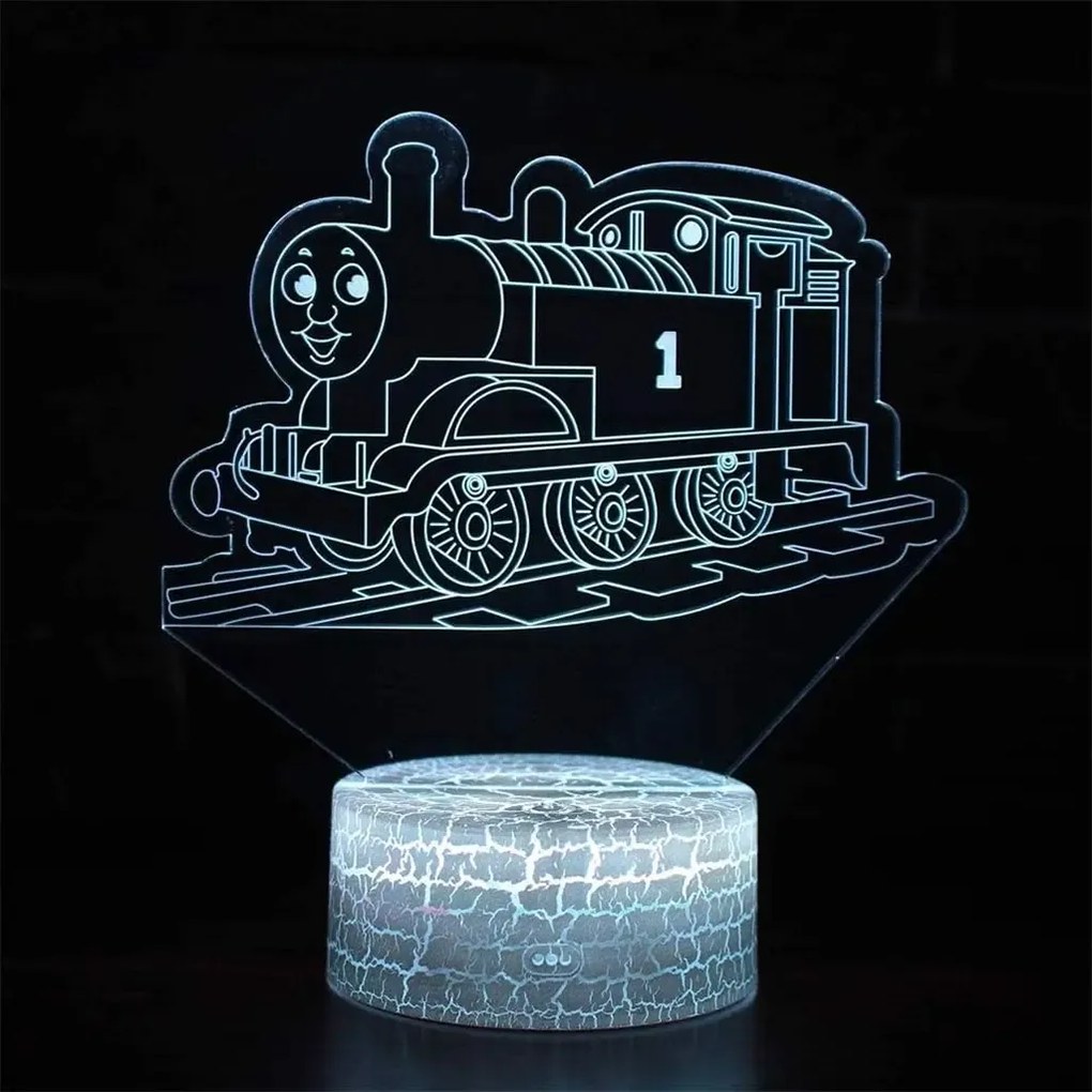 3Dmix 3DL-CRK003 – 3D LED nočná lampa - Vlak Tomáš (Crack základňa)