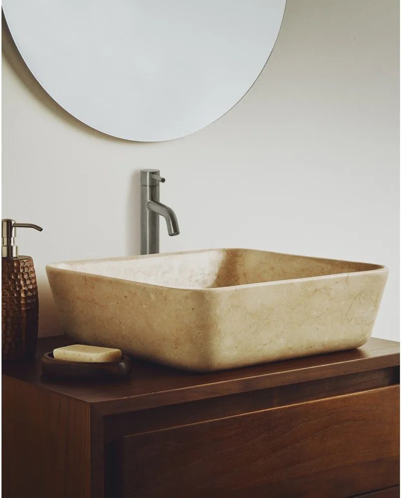 Béžové kamenné umývadlo 40x40 cm Darnen – Kave Home