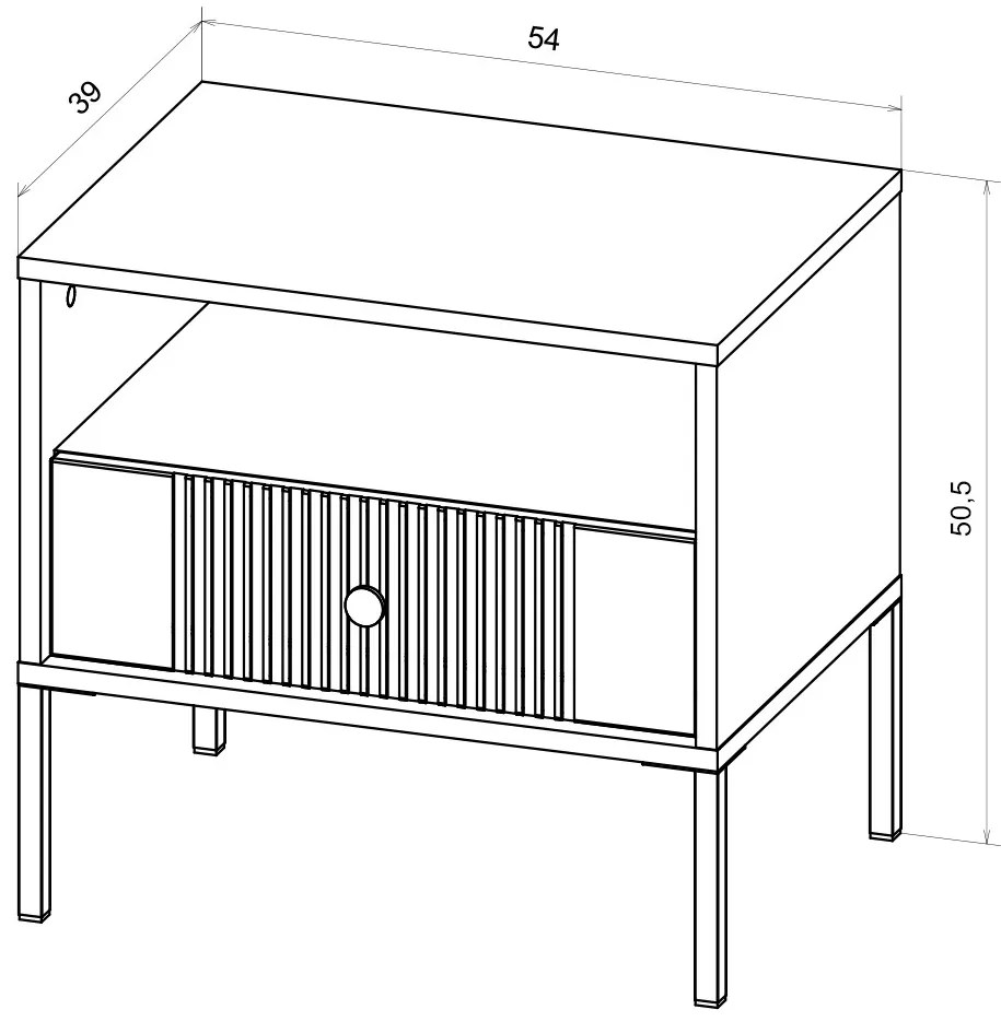 Nočný stolík Iseo II 54 cm čierny