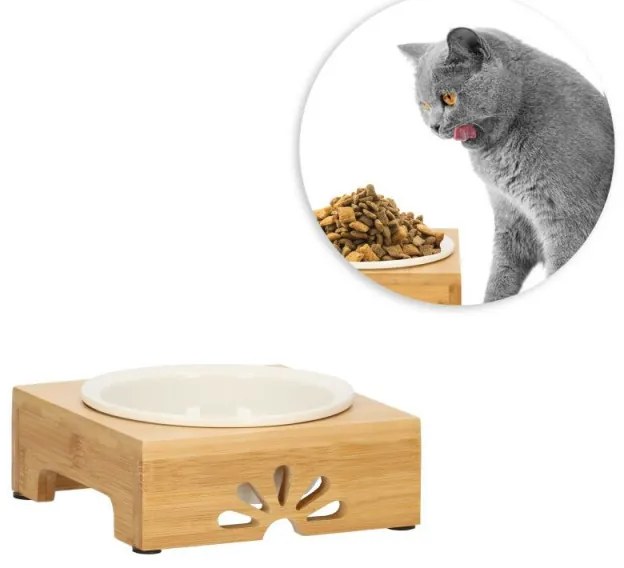 SPRINGOS Keramická miska so stojanom 14 cm pre psa / mačku SPRINGOS MAU