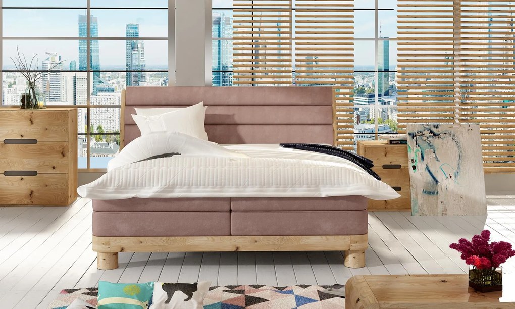 Luxusná box spring posteľ Aspona 180x200 WSL: Potah Žinilka Jasmine 72 růžová