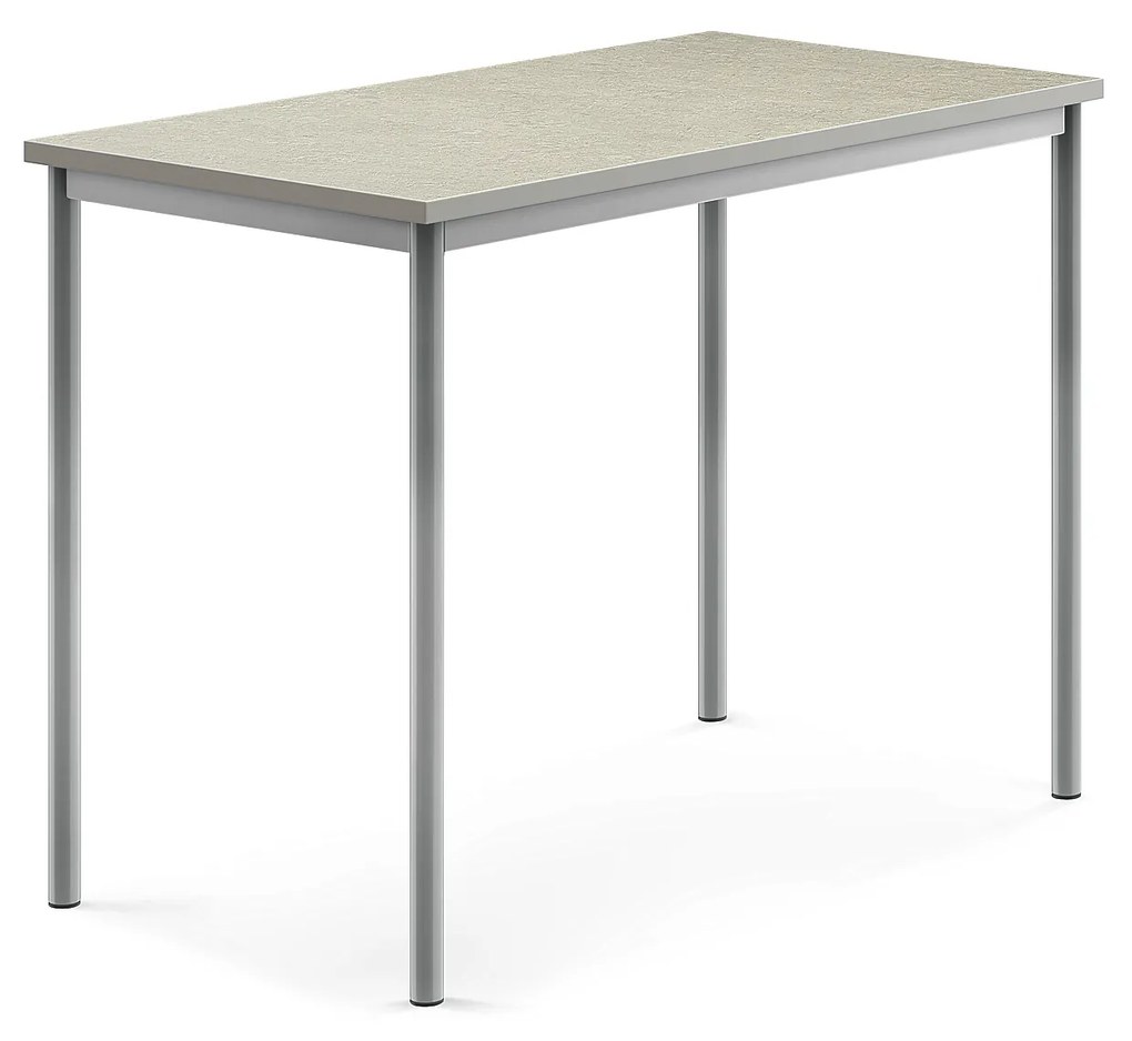 Stôl SONITUS, 1200x700x900 mm, linoleum - svetlošedá, strieborná
