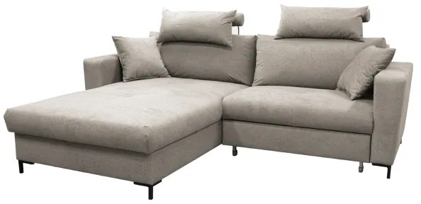 Rozkladacia rohová sedacia súprava HORTA, ľavá, sivá, s úložným priestorom v tvare L