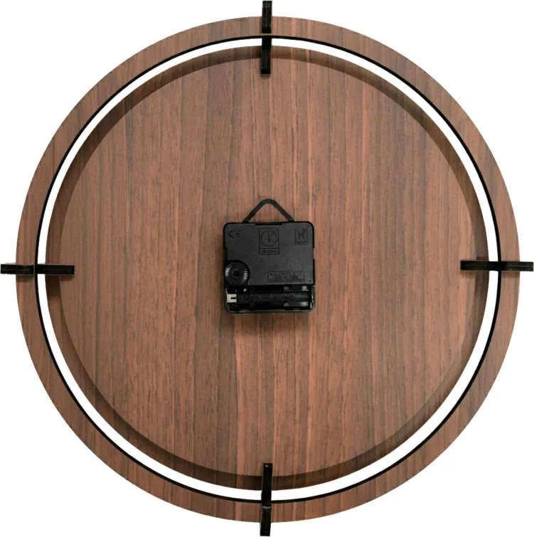 Drevené hodiny Wenge s čiernym kvetinovým motívom | SENTOP HDF0586-ORECH-WENGE