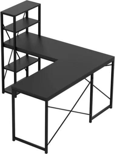 Rohový pracovný stôl s policami Leader 5.9 čierny