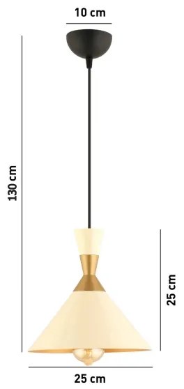 Luster na lanku MONZA 1xE27/40W/230V pr. 25 cm krémová/zlatá