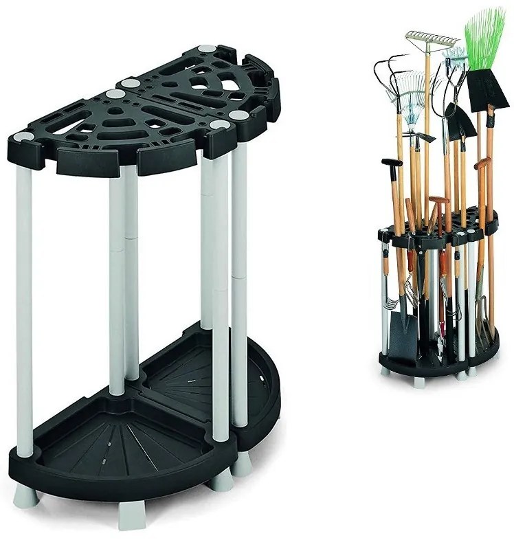 Prosperplast Stojan, držiak na záhradné náradie, organizér do garáže aj pivnice, dvojitý, TOOL RAC