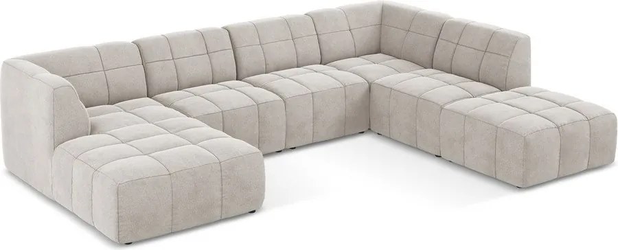 Béžová zamatová rohová pohovka (do tvaru "U") Aloha – Makamii