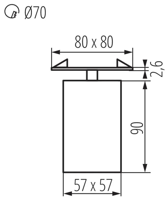 KANLUX Stropné bodové vstavané osvetlenie CHIKO DSL, 1xGU10, 35W, 57x57mm, hranaté, čierne