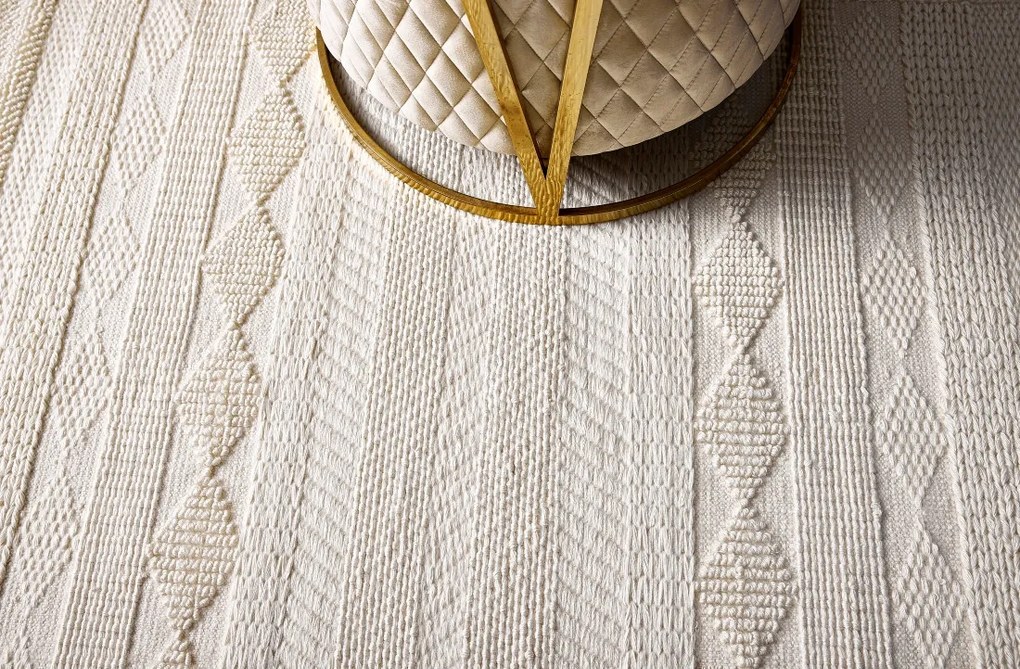 Ručne viazaný kusový koberec Winter DESP P88 Mohair White, 240x300, biela, obývacia izba, Diamond Carpets India