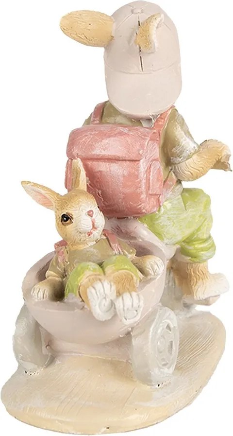 Dekorácia socha králiky na kolobežke - 11*6*12 cm