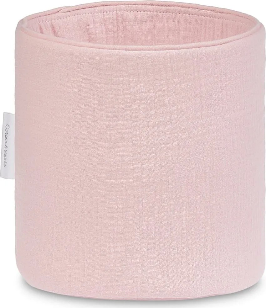 Mušelínový úložný košík svetlo ružová