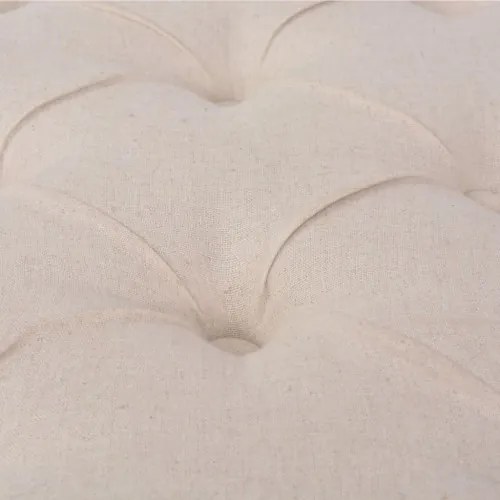 vidaXL Drevená lavica s plátnovým čalúnením, 110x38x48 cm, krémovo- biela-