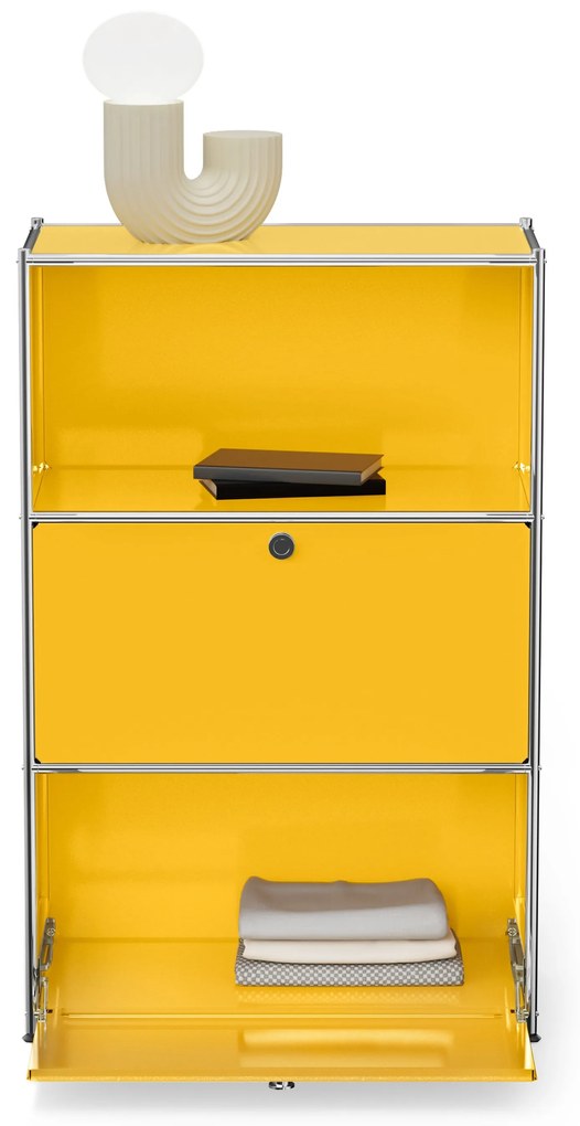 Komoda Kovová komoda »CN3« s výklopnými priečinkami, žltá