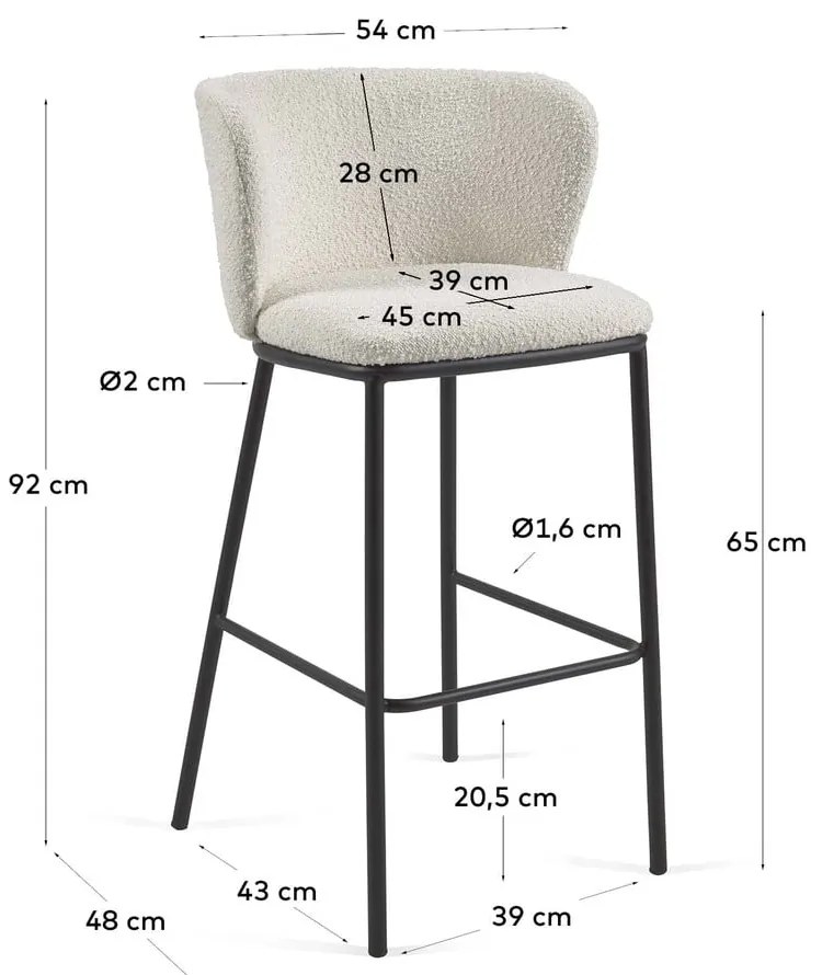 Biela barová stolička (výška sedadla 65 cm) Ciselia – Kave Home